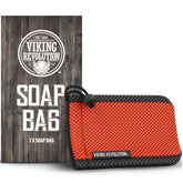 Viking Revolution sac savon avec cordon rouge, pratique et prolonge la vie du savon.