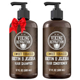 Shampooing Viking Revolution tabac doux, bouteille: démêle et laisse fraîcheur.