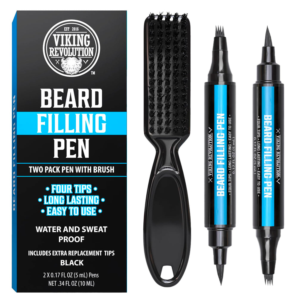 Stylo barbe Viking Revolution noir, remplissage rapide pour un look plus fourni.