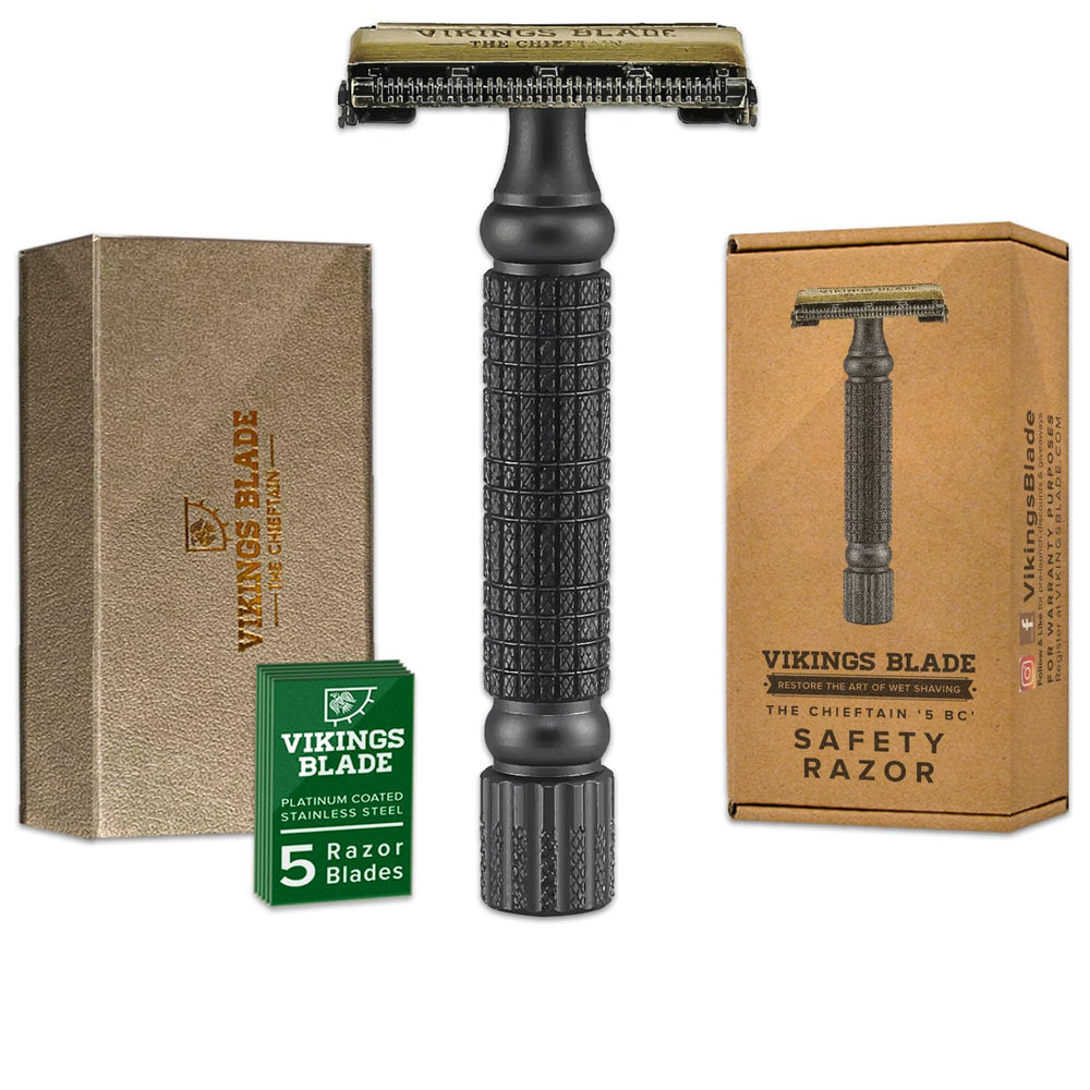 Rasoir Vikings Blade – rasoir de sécurité double-tranchant avec étui luxe.