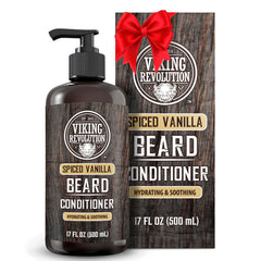La bouteille du conditionneur Viking Revolution barbe vanille épice offre douceur et brillance.