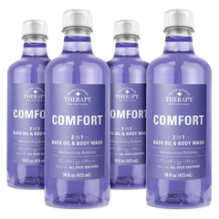 Village Naturals Therapy Comfort bain moussant et huile 2-en-1 pour la détente.