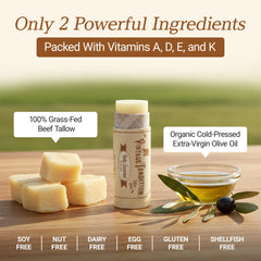 Vintage Tradition grass-fed tallow skincare in a portable tube.