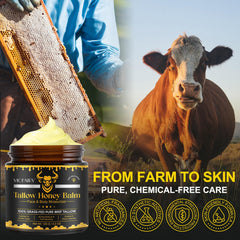 VIOFAIRY Beef Tallow Balm jar close-up emphasizes rich, moisturizing texture.