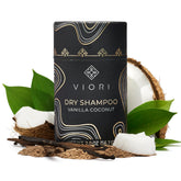 Poudre sèche Viori vanille coco – application rapide sur les racines pour rafraîchir les cheveux.