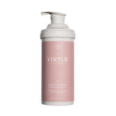 Virtue après-shampooing lissage, flacon élégant et cuticules lissées.