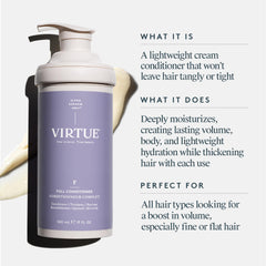 Texture crème légère de VIRTUE Full Conditioner sans lourdeur.