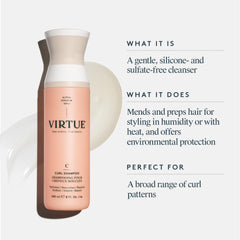 Texture mousse luxueuse de VIRTUE Curl Jojoba pour démêler les boucles.