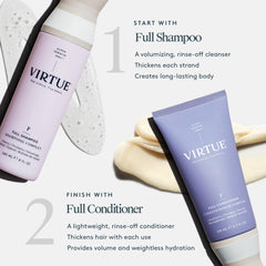 Shampoing VIRTUE, parfum agrume-floral rafraîchissant.