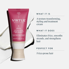 Virtue Un-Frizz Crème: texture soyeuse qui s’étale facilement sur cheveux.