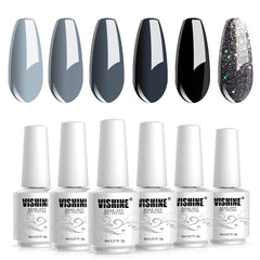 Échantillons de nuances gris pour ongles coordonnés