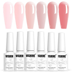 Ensemble Vishine Kit Vernis Gel Nude: contenu pratique pour la manucure à domicile.