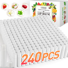 Visrie pack baumes lèvres 240 sans étiquettes, idéal pour personnalisation et cadeaux.
