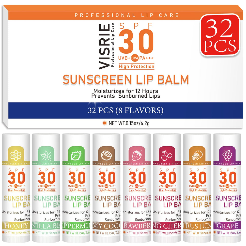 VISRIE baume à lèvres SPF30 en stick, protection légère en déplacement.