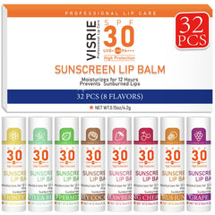 VISRIE baume à lèvres SPF30 en stick, protection légère en déplacement.
