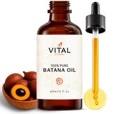 Vital Strands Batana Oil – bouteille ouverte, cheveux nourris