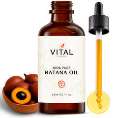 Vital Strands Batana Oil – bouteille ouverte, cheveux nourris