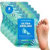 Emballage Vitamasques masque-pieds-exfoliant prêt à l'emploi pour soins des pieds.