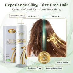 Texture crèmeuse du shampooing Keratin facilitant le lavage.