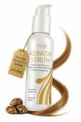 Sérum Keratine VITAMINS pour une brillance lisse sur cheveux abîmés.