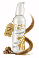Sérum Keratine VITAMINS pour une brillance lisse sur cheveux abîmés.
