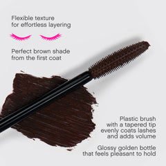 Vivienne Sabó Cabaret Premiere Brown mascara lash close-up shows defined length and curl.