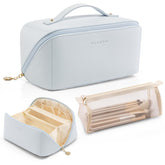 SAC Vlando Maquillage bleu bébé, ouverture pratique pour accéder rapidement aux produits.
