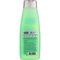 Bouteille ouverte VO5 Kiwi Citron Vert, mousse légère facile à appliquer.
