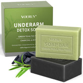 VOERUY Savon Detox Aisselles, charbon activé et menthe, purifie et rafraîchit.