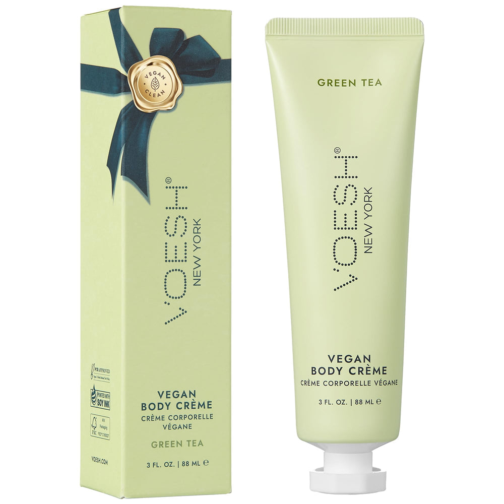 Voesh Crème végane pour le corps au thé vert, hydratation veloutée.