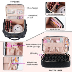 VOFIpremiAm Organisateur Vernis Noire avec poches latérales pour dissolvant et accessoires.