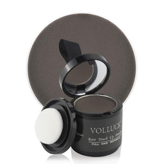 VOLLUCK Poudre de retouche racines brun foncé, compacte avec miroir pour retouches rapides.