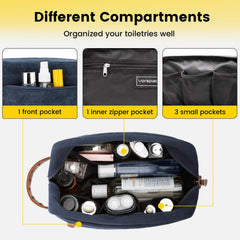 Vorspack trousse de toilette avec poignée en cuir renforcé pour le transport