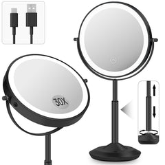 Miroir vpu avec lumière montre 1x et 30x pour un maquillage précis