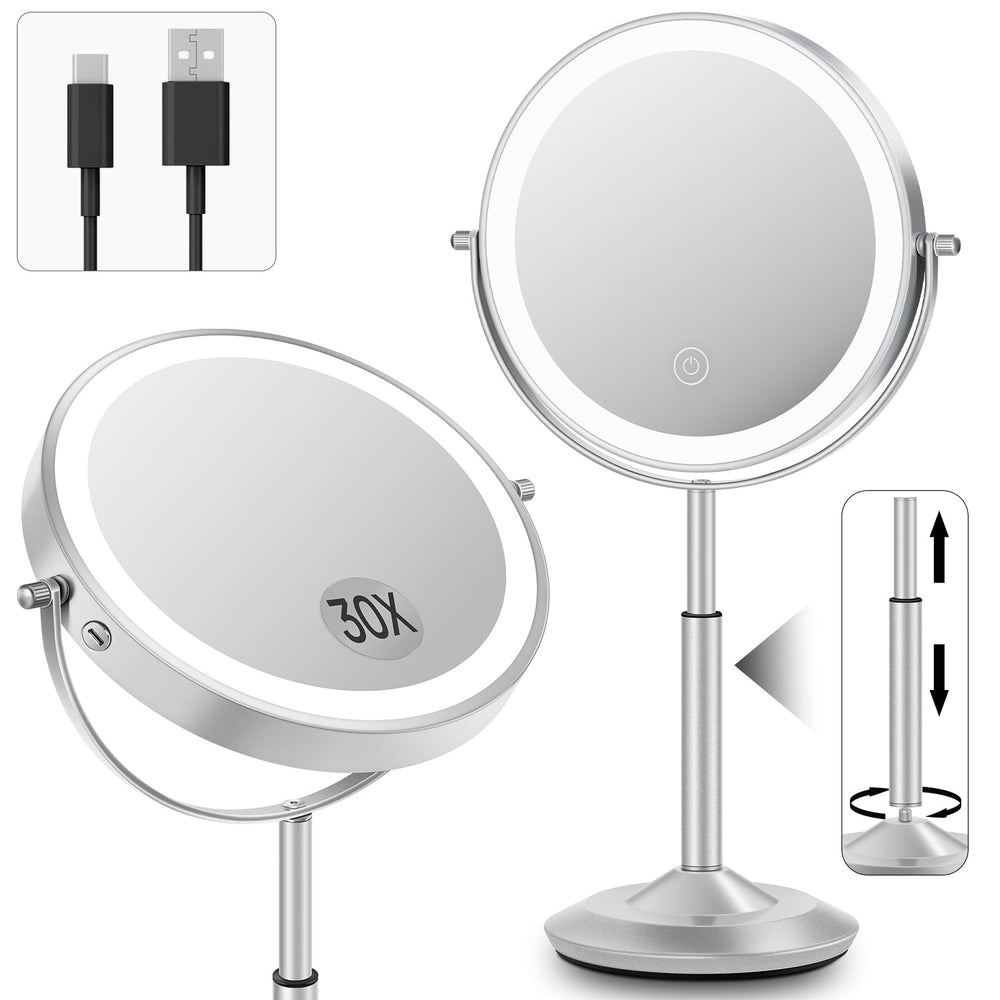 Miroir VPU à double face avec lumière pour un maquillage précis