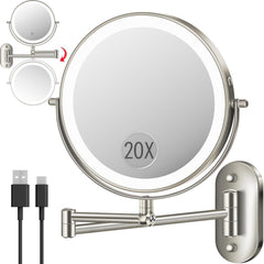 Miroir mural VPU 9 pouces avec éclairage intégré pour maquillage.