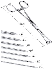 Aiguilles piercing 10G Vsnnsns, gestes précis et sécurité lors du perçage.