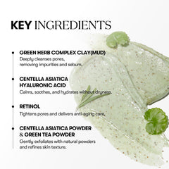 VT COSMETICS CICA Mask Cleanser – centella et herbes vertes apaisantes.