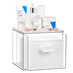 Vtopmart boîte transparente pour serviettes faciales jetables, accès rapide lors de la routine beauté.