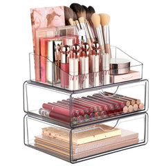 Vtopmart organiteur maquillage 3 étages transparent: rangement clair pour rouges à lèvres et pinceaux