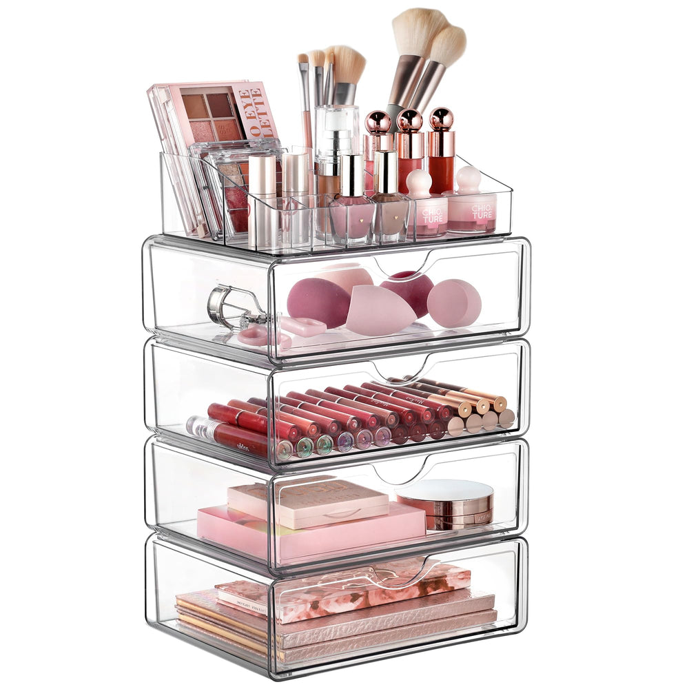 Vtopmart organisateur maquillage 5 niveaux, rangement clair pour rouge à lèvres, pinceaux et vernis.
