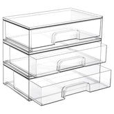 Vtopmart tiroirs empilables transparents optimisant l'espace sur la coiffeuse.