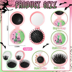Brosse miroir pliant rose Vynium, miroir clair pour retouches en déplacement.