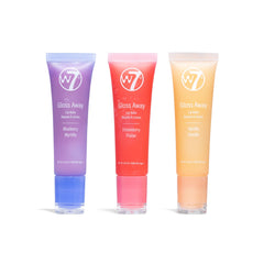 Baume à lèvres W7 Gloss Away Trio en emballage élégant, idéal comme cadeau.