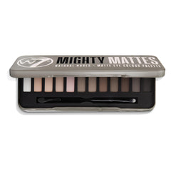 Palette W7 Mighty Matte Yeux 12 teintes nude, mélange facile pour dégradés subtils.