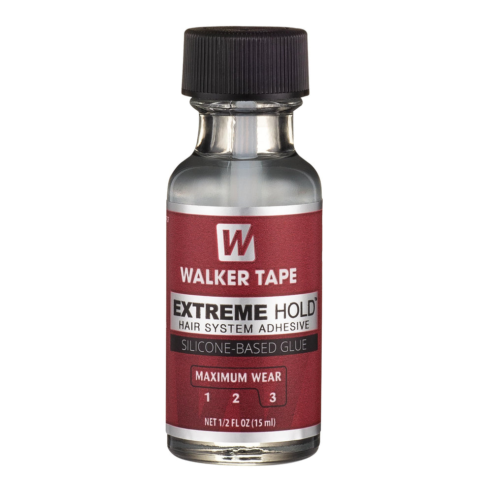 Walker Tape Extreme Hold avec brosse applicateur pour une pose précise le long de la ligne capillaire.
