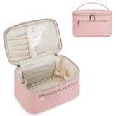 Sac de maquillage Wandering Nature en cuir végétalien rose prêt pour le voyage