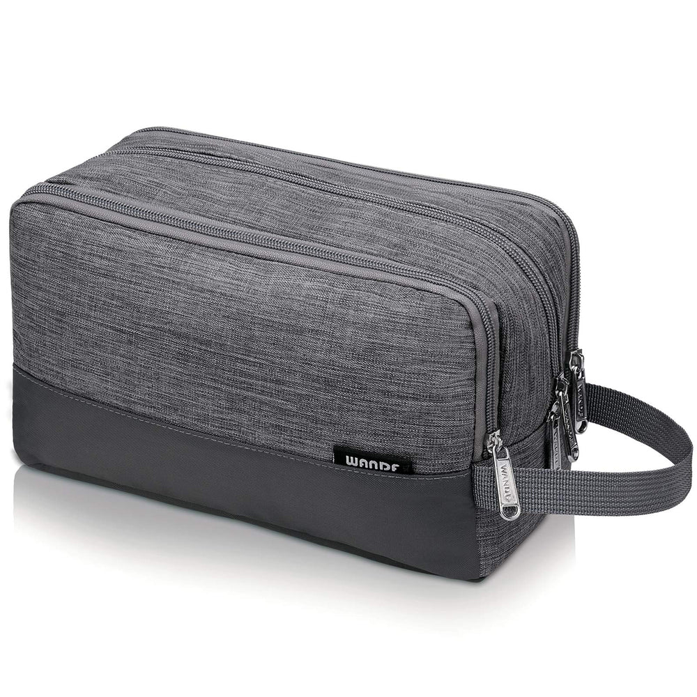 WANDF Trousse de toilette suspendue denim gris idéale pour organisation rapide en voyage.