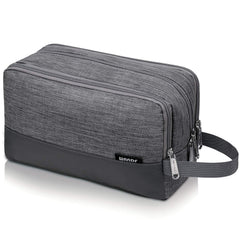 WANDF Trousse de toilette suspendue denim gris idéale pour organisation rapide en voyage.