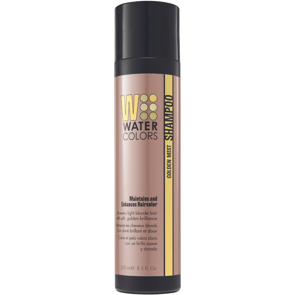 Watercolors Color Dépôt Shampooing montre la bouteille Golden Mist avec dépôt couleur vivant